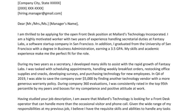 Front Desk Cover Letter Example Tips Resume Genius pertaining to sizing 800 X 1132