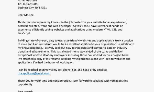 Front End Web Developer Cover Letter And Resume Examples for measurements 1000 X 1000