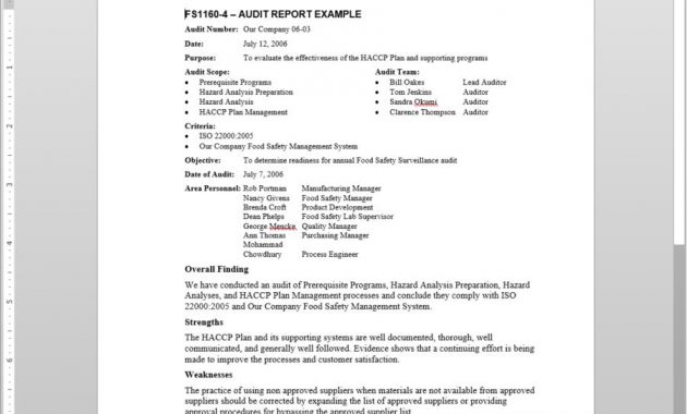 Fsms Audit Report Example Template Fds1160 4 regarding measurements 901 X 1032