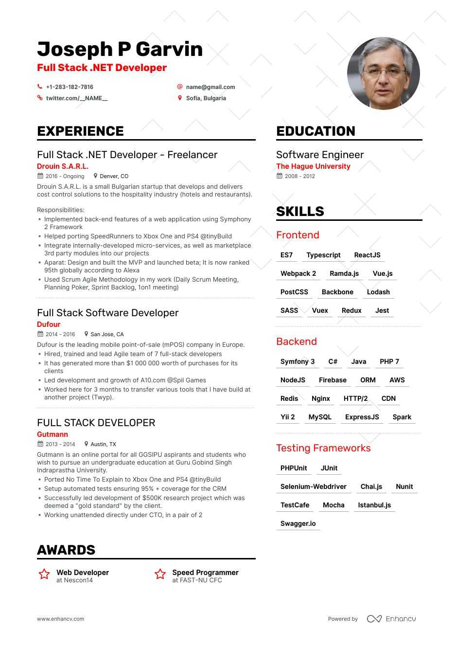 Full Stack Developer Resume 8 Step Ultimate Guide For 2020 Enhancv inside size 940 X 1330