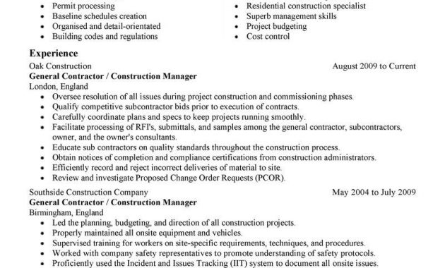 General Contractor Resume Samples Akali in size 800 X 1035