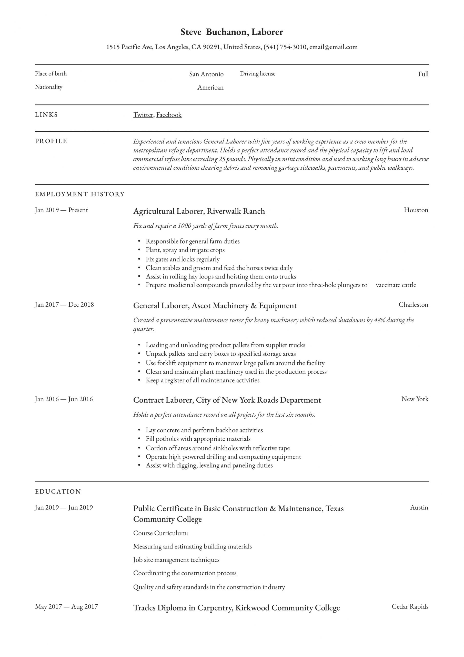 General Laborer Resume Writing Guide 12 Free Templates intended for dimensions 2480 X 3507