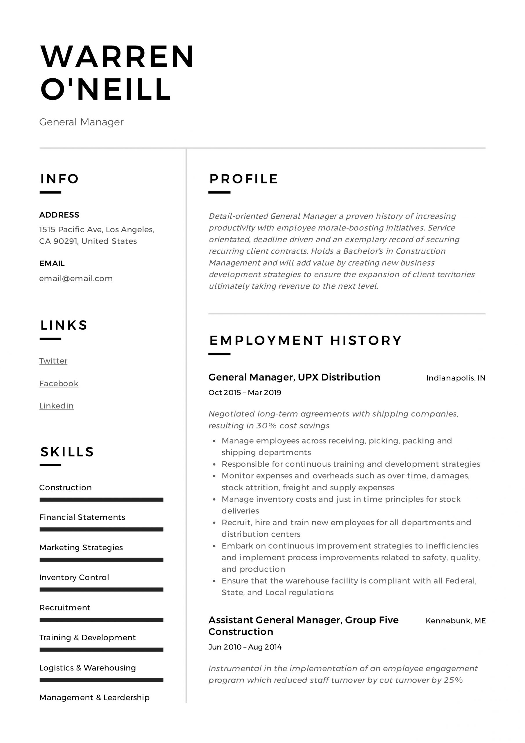 General Manager Resume Writing Guide 12 Resume Examples within proportions 2478 X 3507