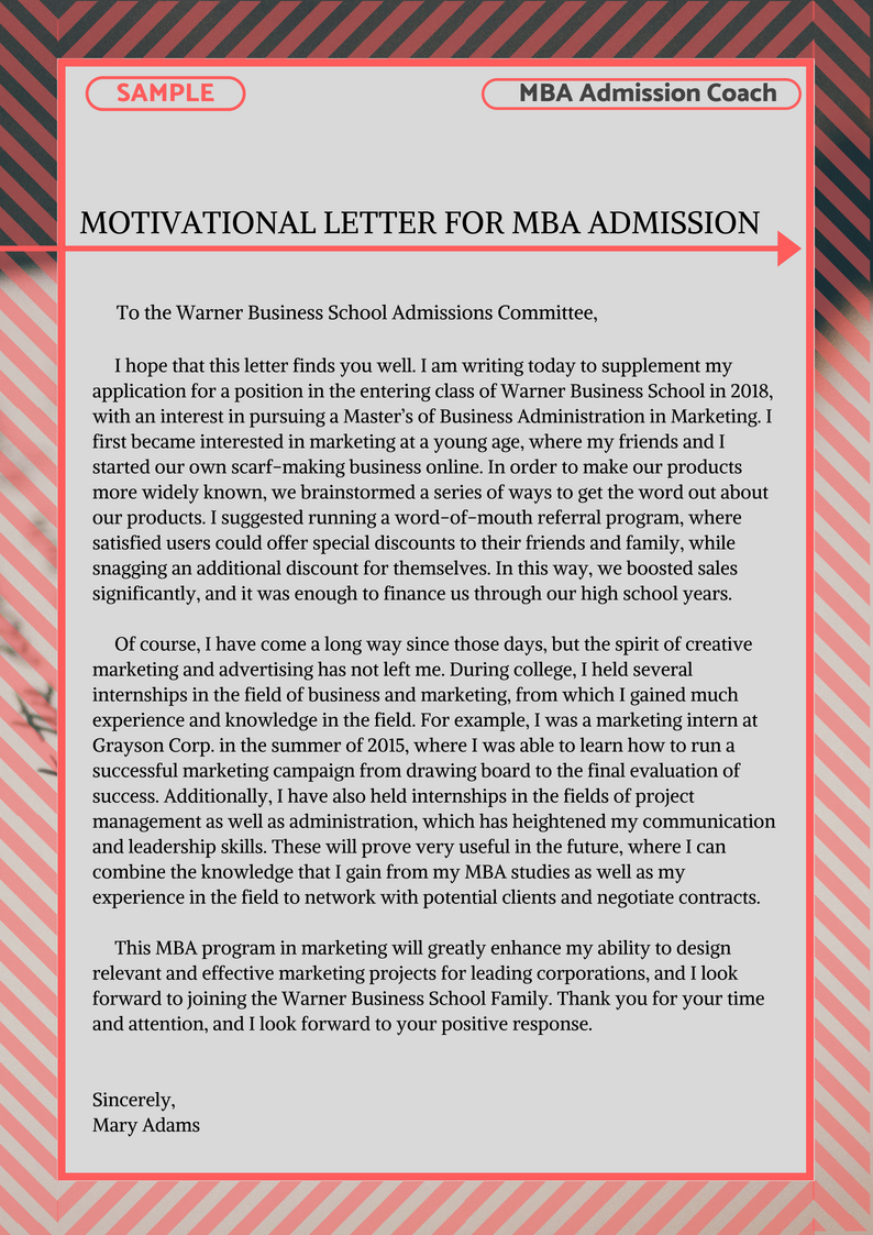 Get This Motivation Letter For Mba Admission Sample To Make intended for size 794 X 1123