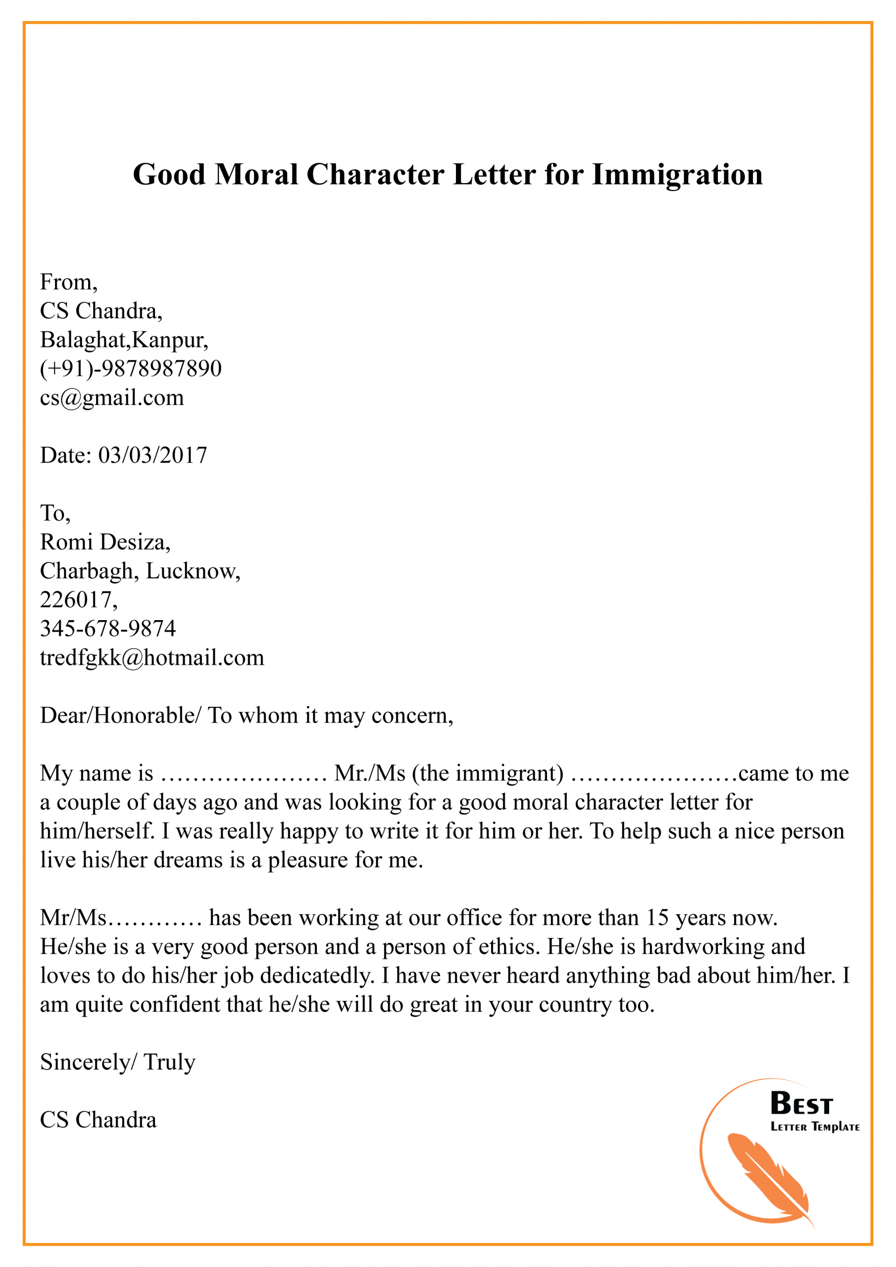 Good Moral Character Letter For Immigration 01 Best Letter pertaining to measurements 2480 X 3508