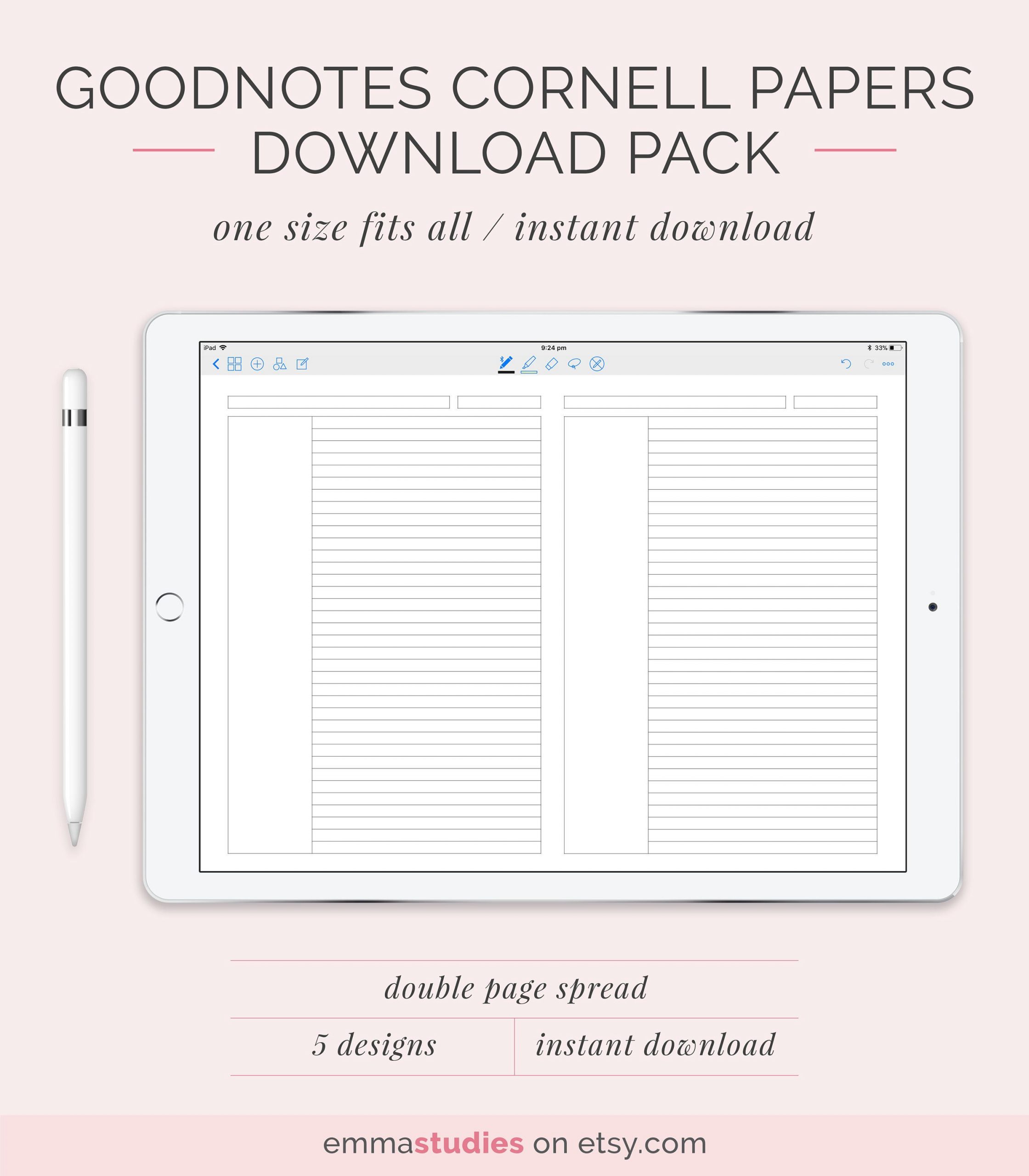 Goodnotes Cornell Paper Student Notebook Template with regard to dimensions 2625 X 3000