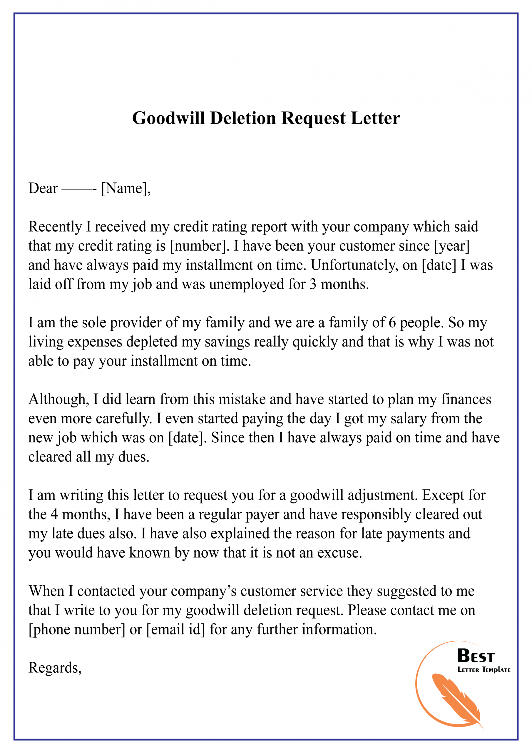 Goodwill Deletion Request Letter 01 Best Letter Template pertaining to size 2480 X 3508