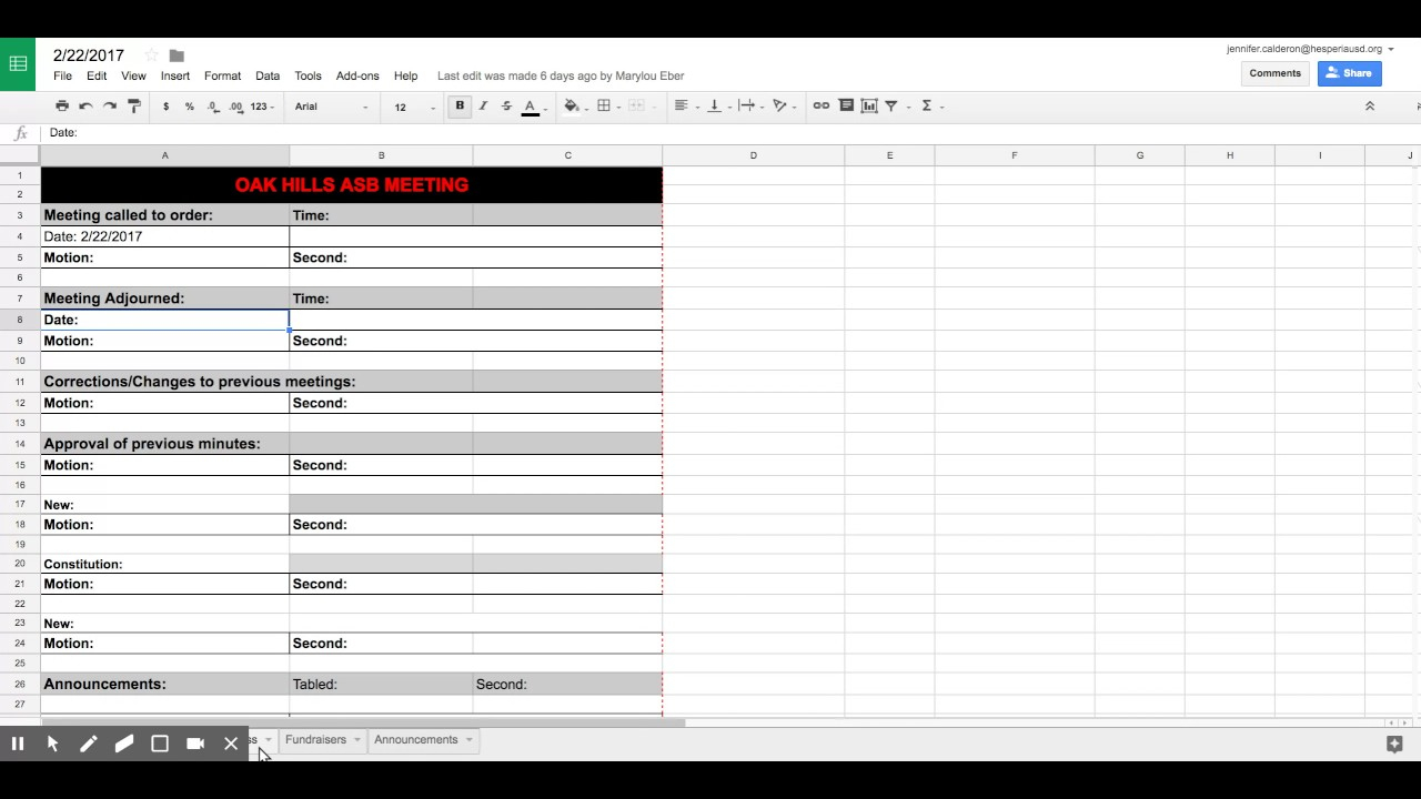 Google Spreadsheet Asb Meeting Minutes throughout dimensions 1280 X 720