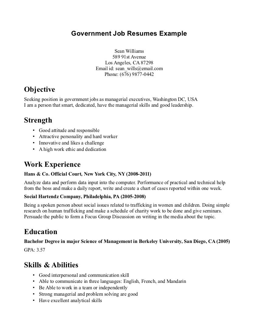 Government Job Resumes Example for proportions 849 X 1099