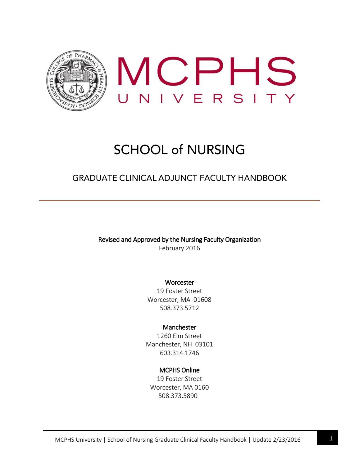 Graduate Clinical Faculty Handbook 2232016 Mcphs inside dimensions 1156 X 1496