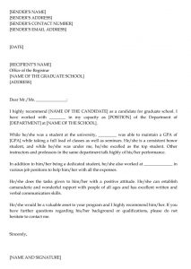 Graduate School Recommendation Letter Sample Letters And in measurements 820 X 1155