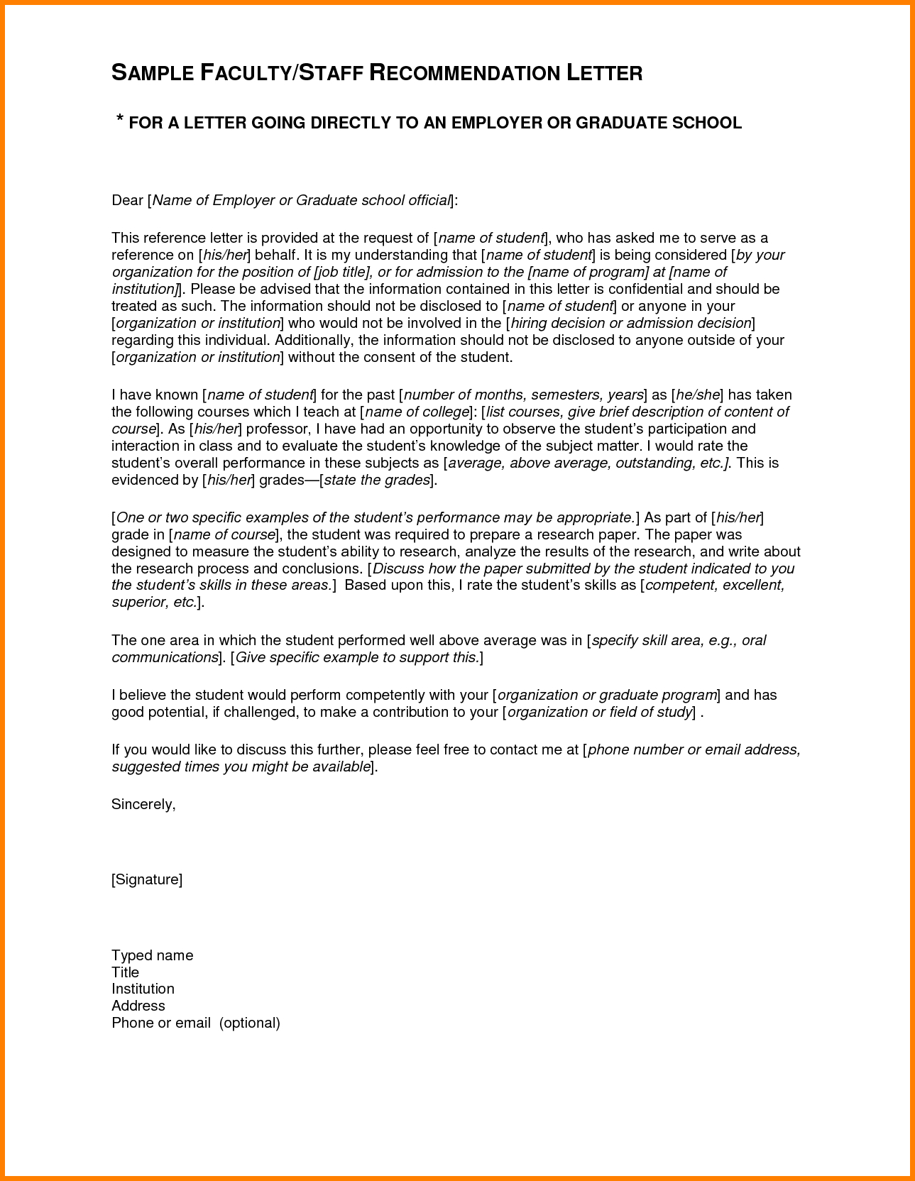Graduate School Recommendation Letter Template Employer within dimensions 1289 X 1664