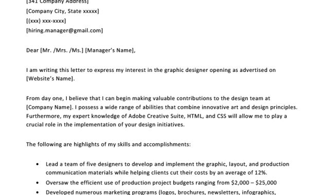 Graphic Design Cover Letter Sample Free Download Resume for proportions 800 X 1132