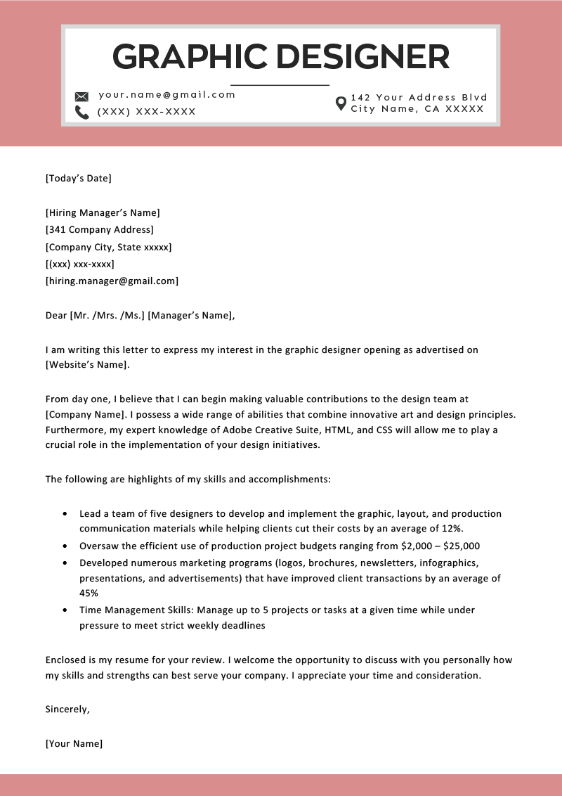 Graphic Design Cover Letter Sample Free Download Resume for proportions 800 X 1132
