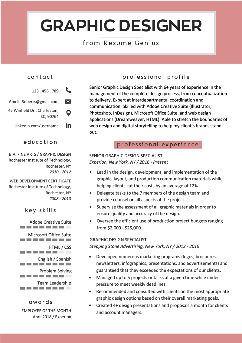 Graphic Design Resume Sample Writing Guide Resume Design inside size 800 X 1132