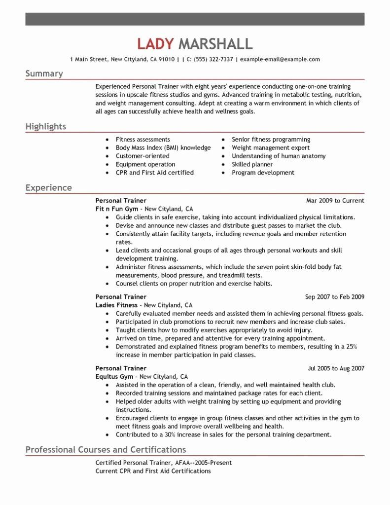 Group Fitness Instructor Resume Inspirational Group Fitness intended for size 791 X 1024