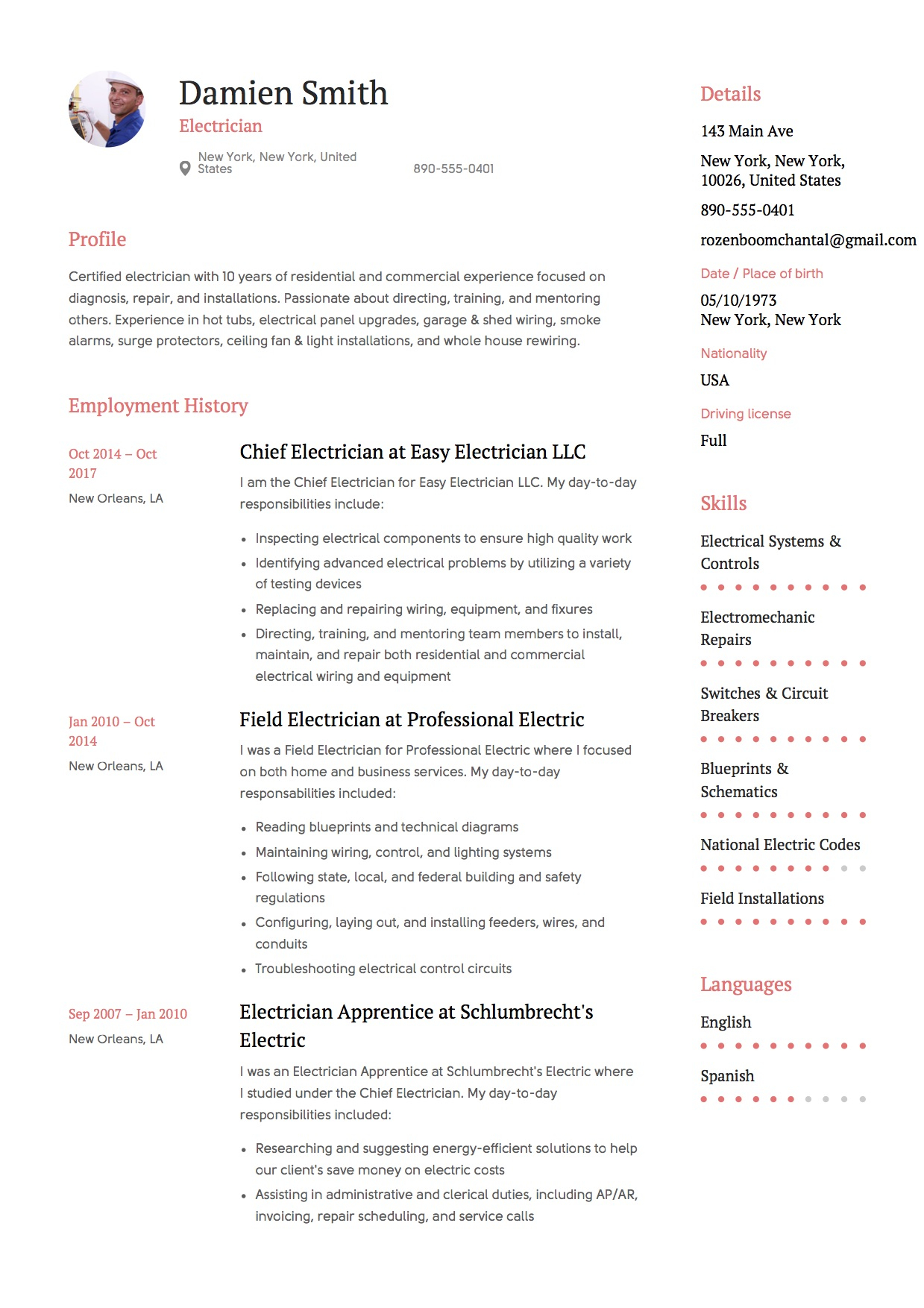 Guide Electrician Resume Samples 12 Examples Pdf pertaining to proportions 1239 X 1754