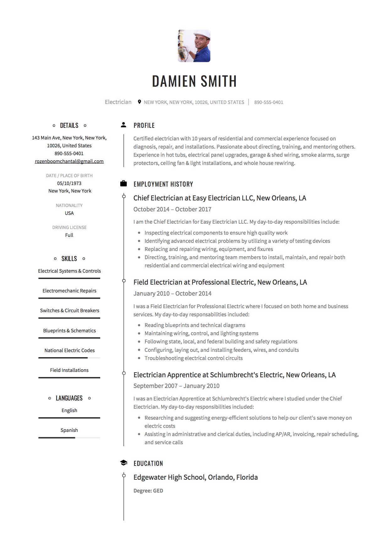 Guide Electrician Resume Samples 12 Examples Pdf with proportions 1239 X 1754