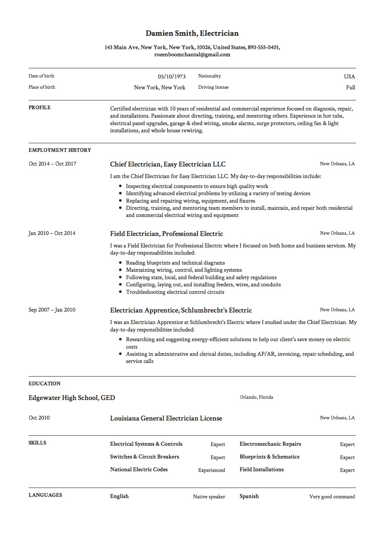 Guide Electrician Resume Samples 12 Examples Pdf within sizing 1239 X 1754