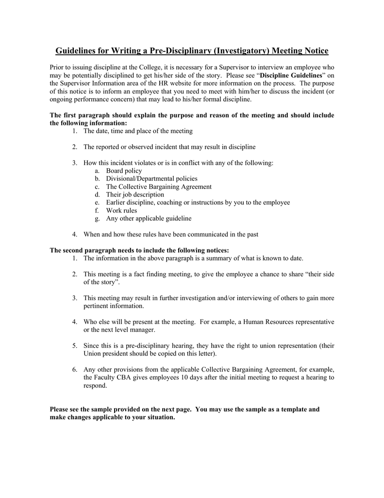 Guidelines For Writing A Pre Disciplinary Investigatory with dimensions 791 X 1024