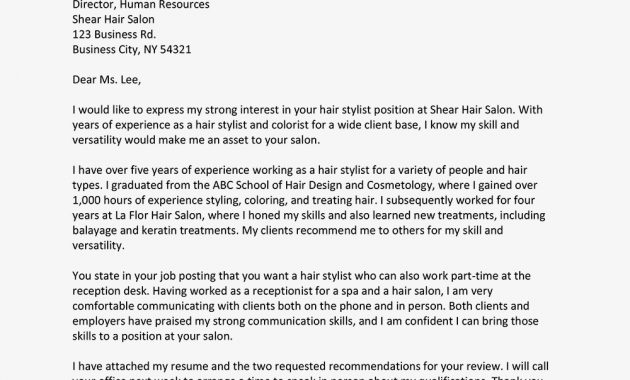 Hair Stylist Cover Letter And Resume Examples pertaining to size 1000 X 1000