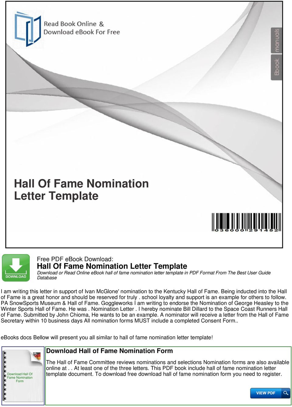 Hall Of Fame Nomination Letter Template Pdf Free Download with sizing 960 X 1336