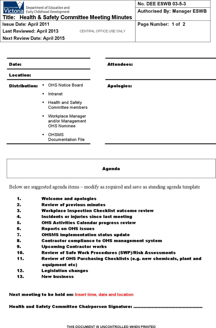 Health And Safety Minutes Of Meeting Template Enom for measurements 728 X 1102