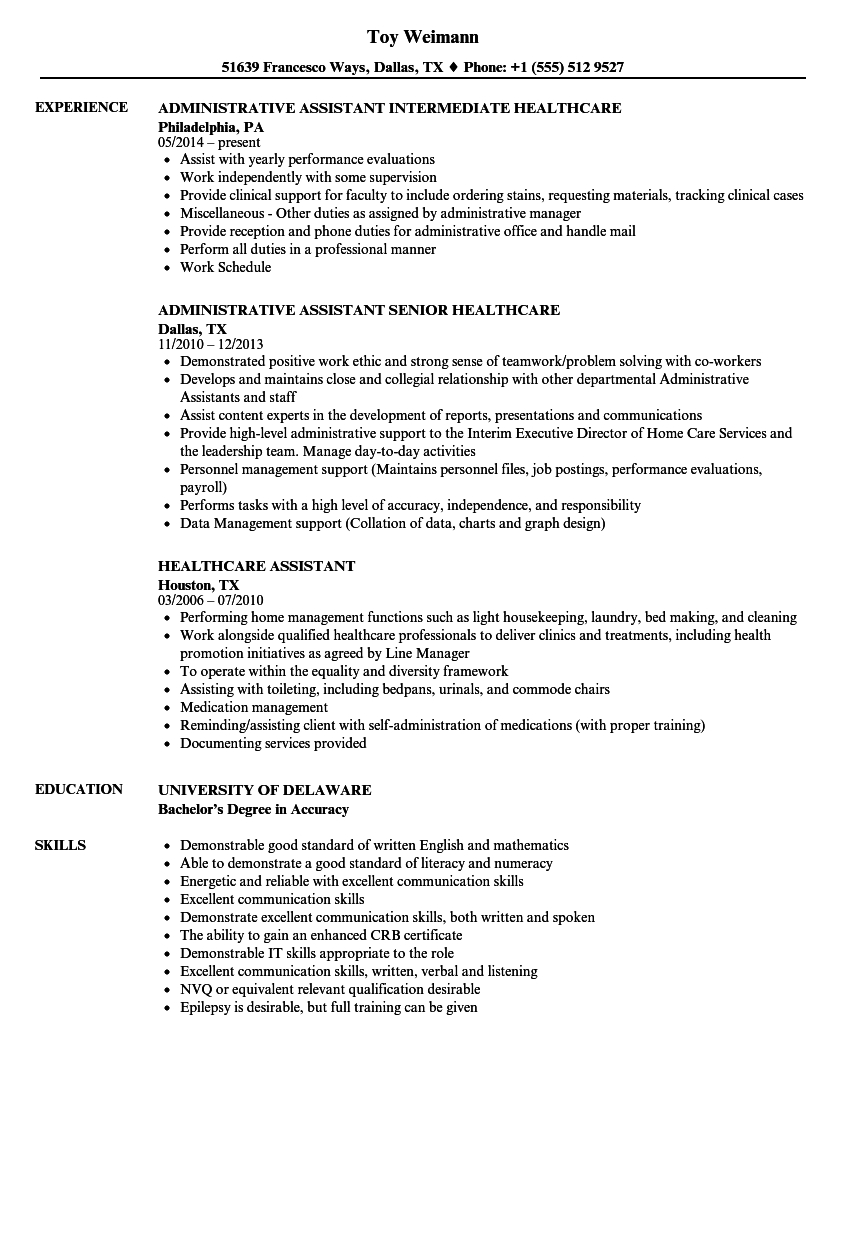 Healthcare Assistant Resume Samples Velvet Jobs intended for proportions 860 X 1240