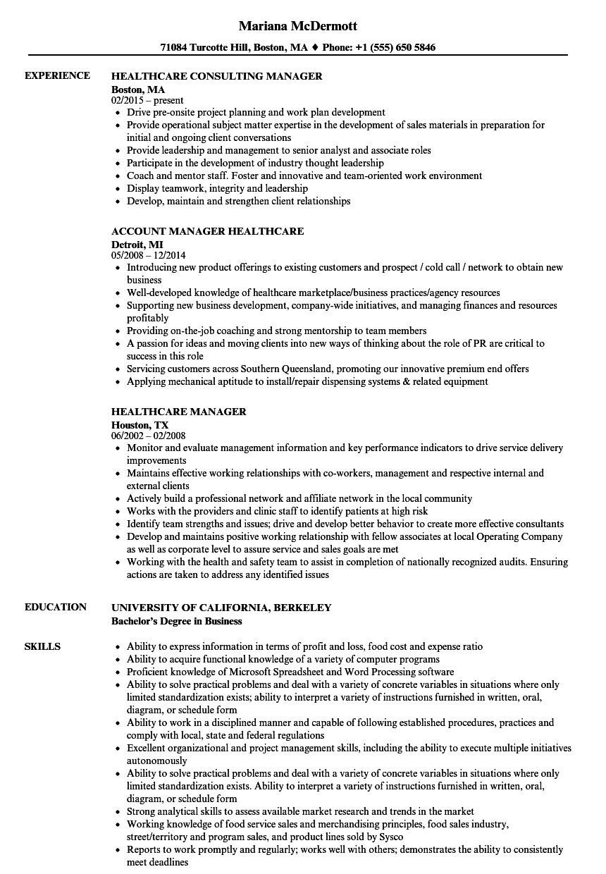 Healthcare Manager Resume Samples Velvet Jobs regarding proportions 860 X 1240