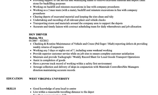 Hgv Driver Resume Samples Velvet Jobs intended for proportions 860 X 1240