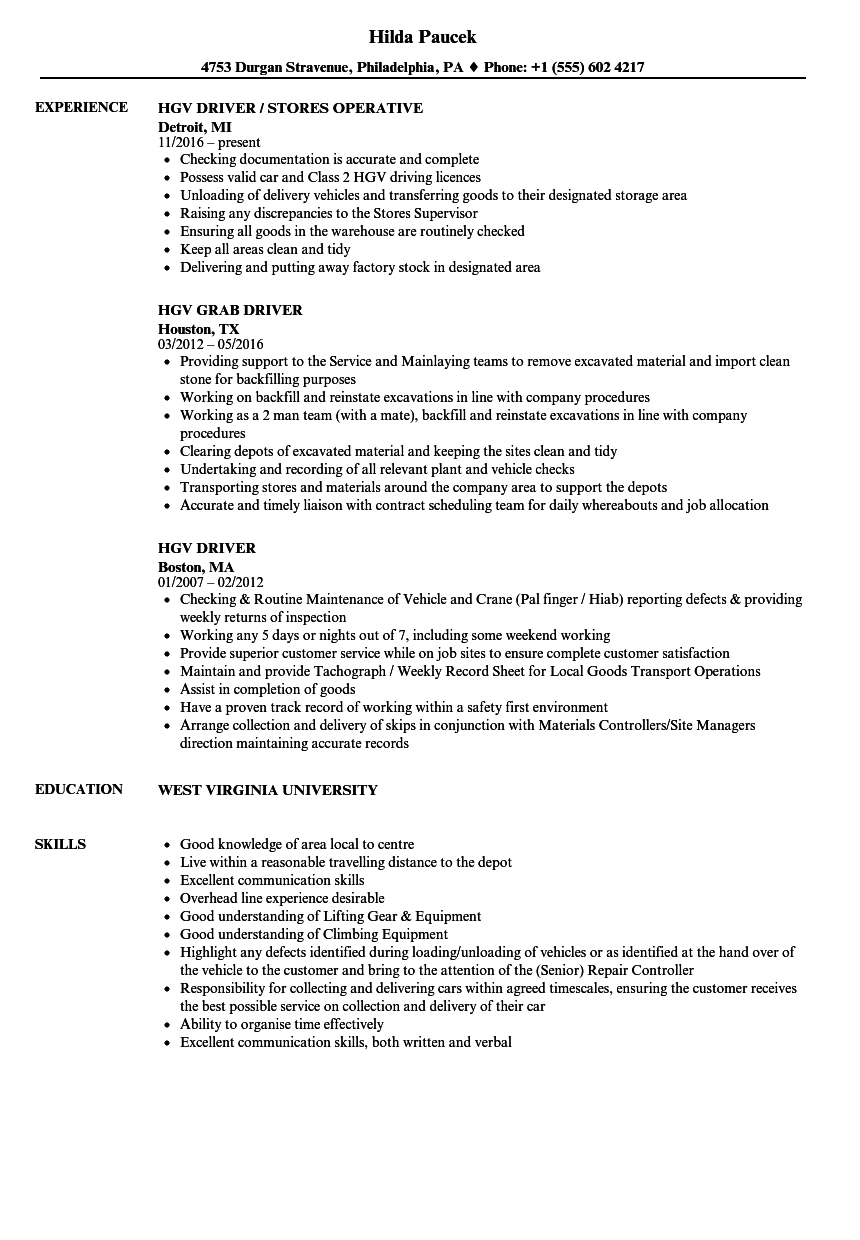 Hgv Driver Resume Samples Velvet Jobs intended for proportions 860 X 1240