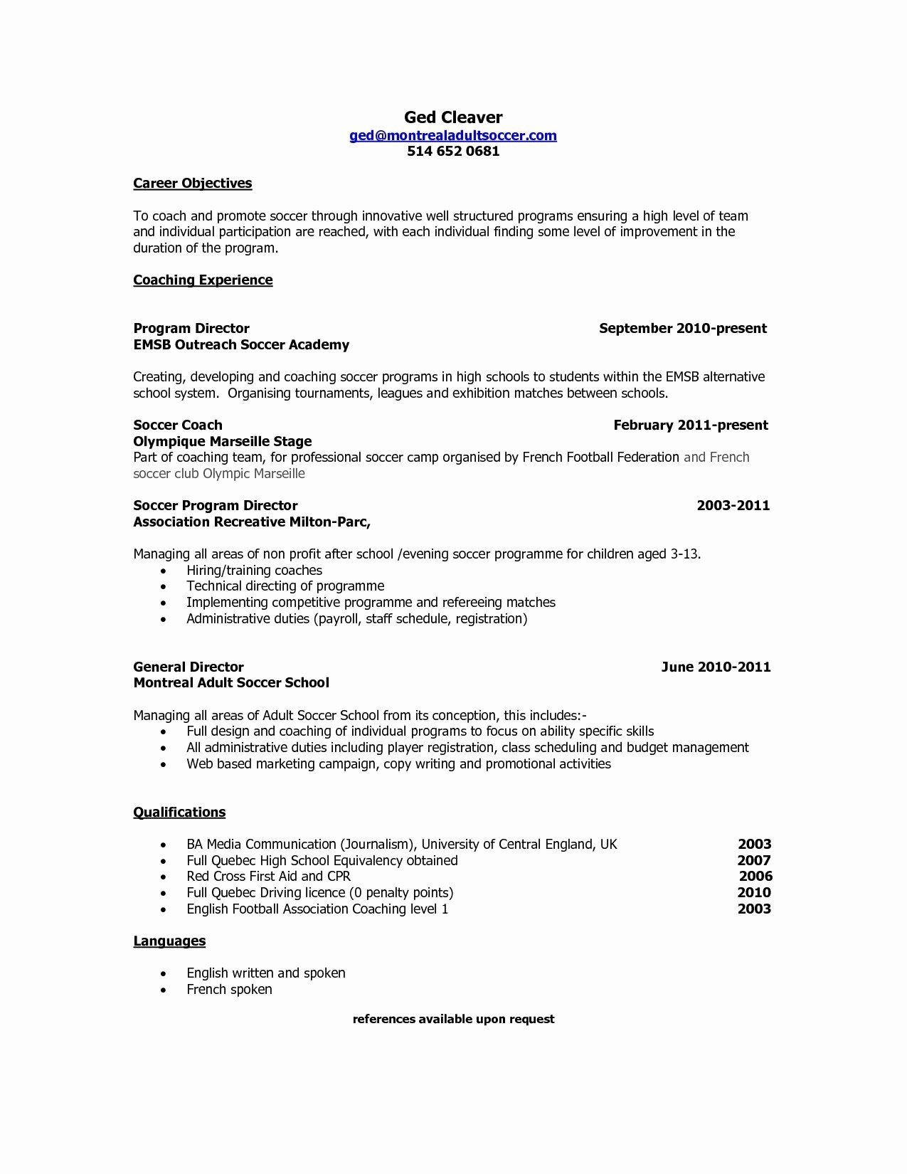 High School Coaching Resume Lovely Coaching Resume Samples throughout measurements 1275 X 1650