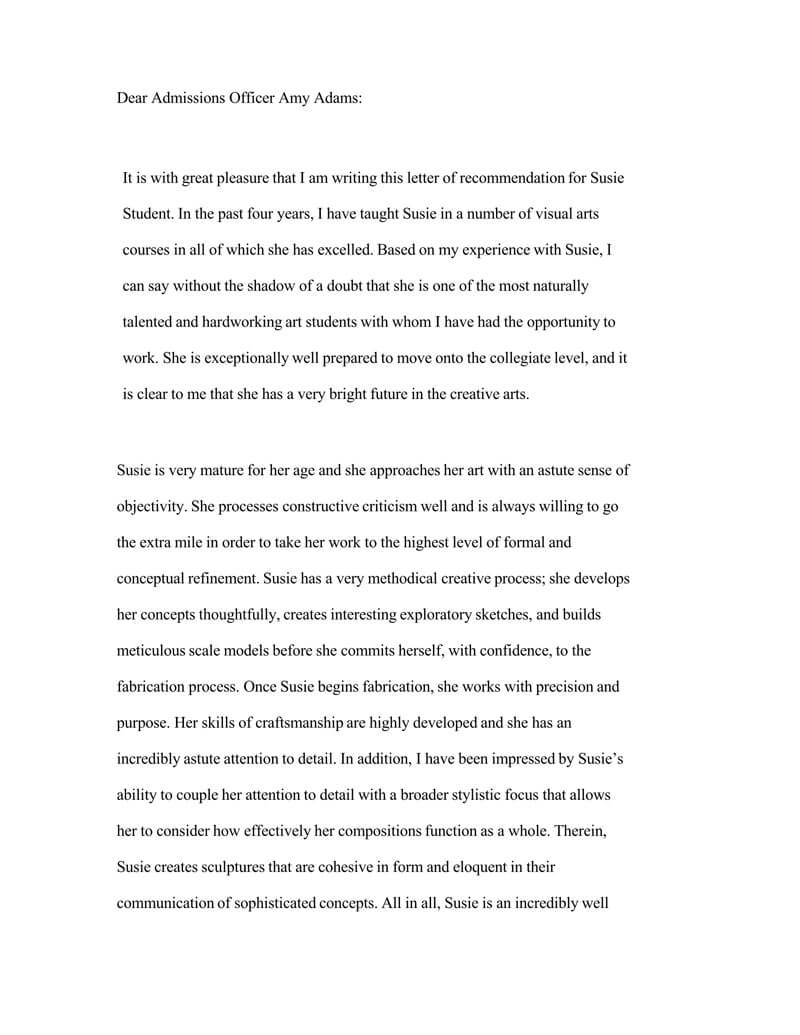 High School Recommendation Letter 12 Sample Letters for size 800 X 1035