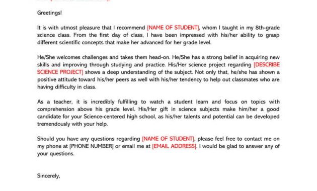 High School Recommendation Letter 12 Sample Letters in proportions 800 X 1035