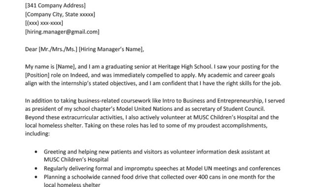 High School Student Cover Letter Sample Cover Letter For in size 800 X 1132