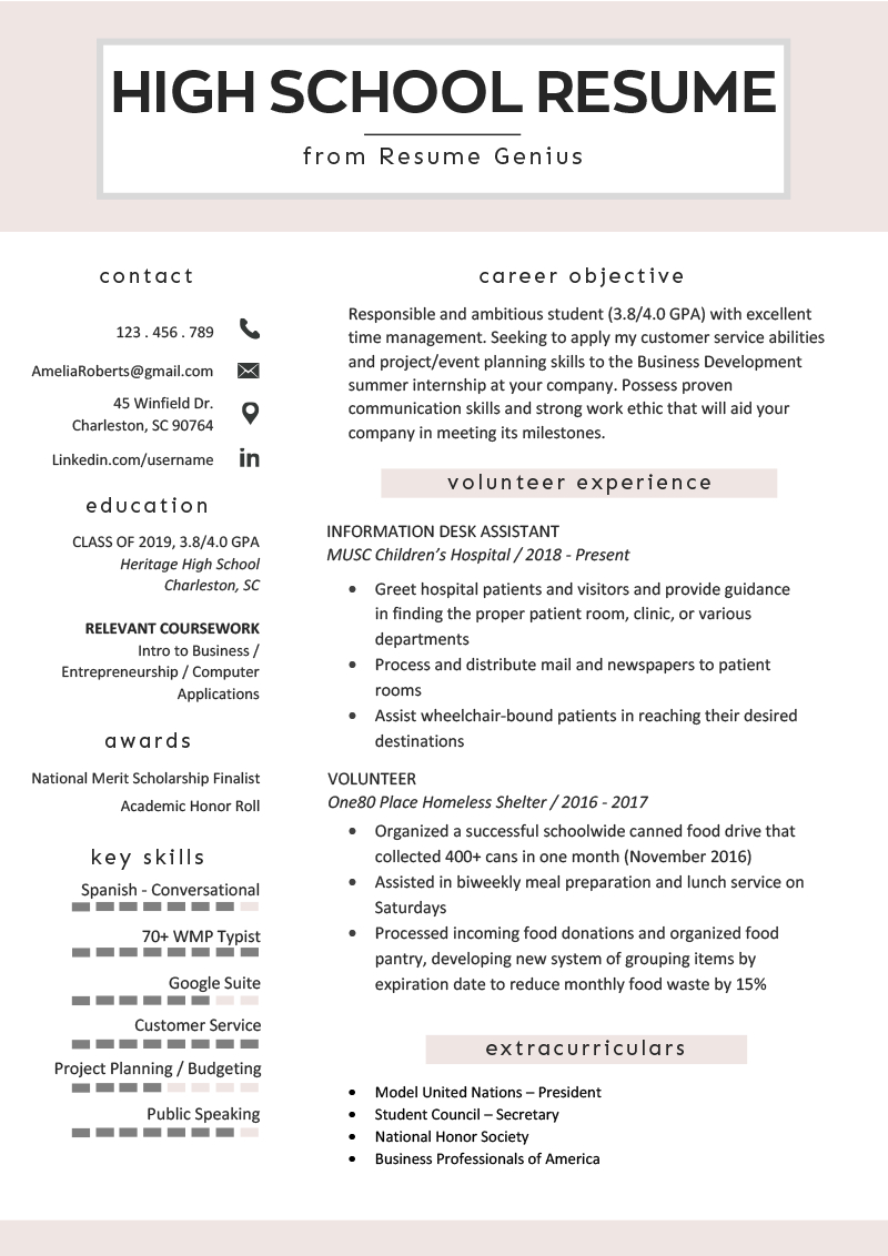 High School Student Resume Sample Writing Tips High inside dimensions 800 X 1132