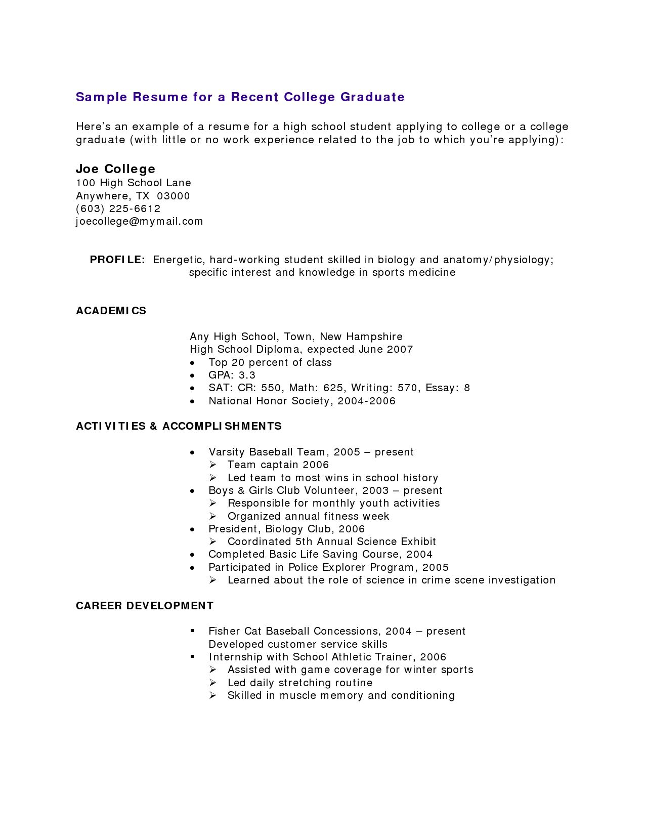 High School Student Resume With No Work Experience Resume with size 1275 X 1650