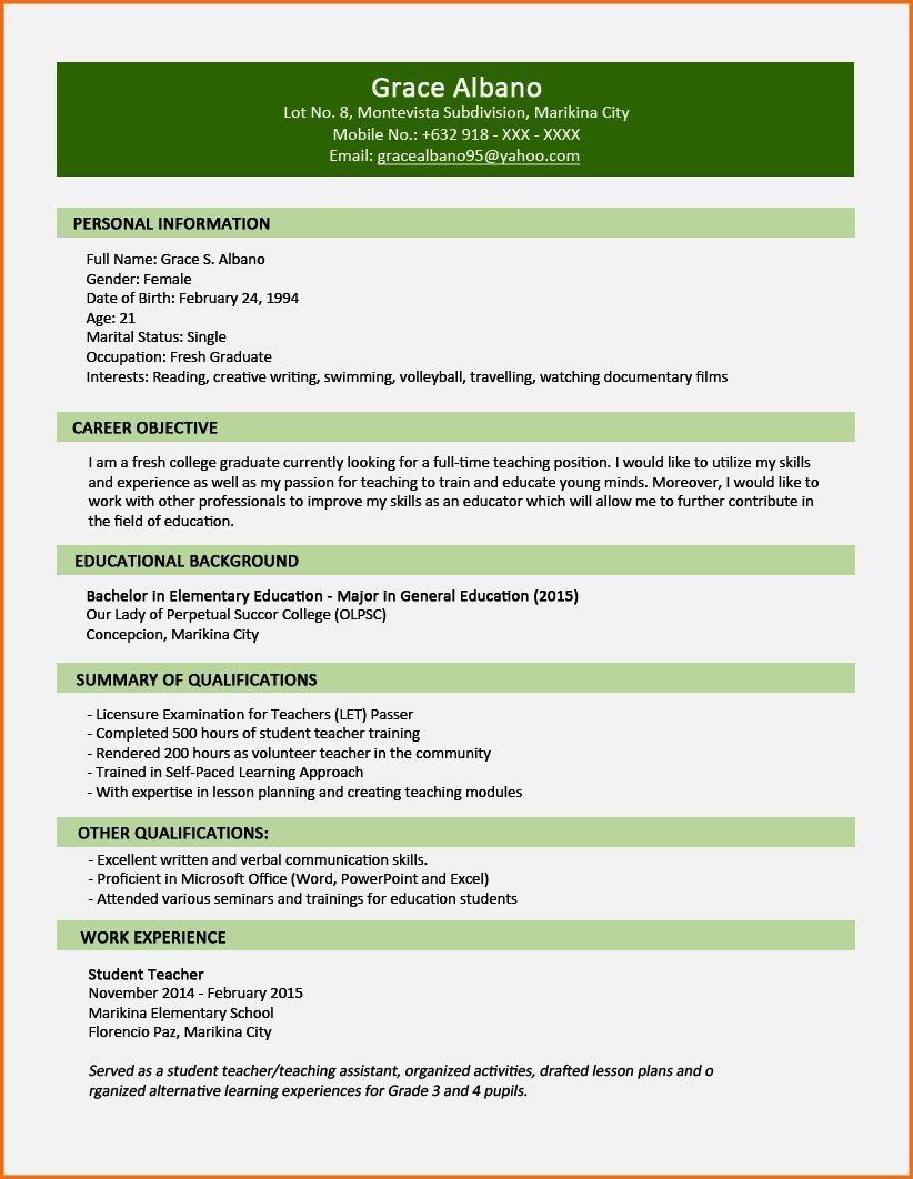 Httpinformation Gateresume Lettercv Samples For with regard to measurements 822 X 1062