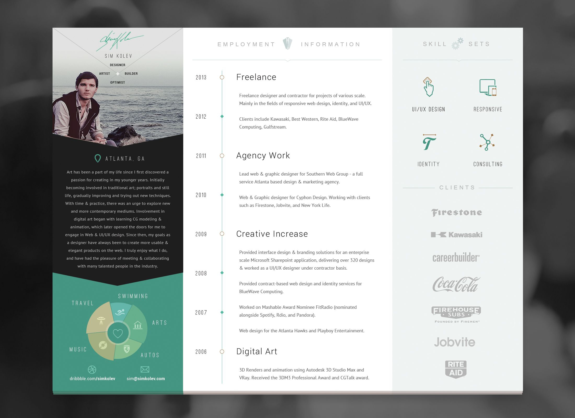 Httpsdribbbleshots1381644 Trifold Resume Pdf intended for size 2200 X 1600