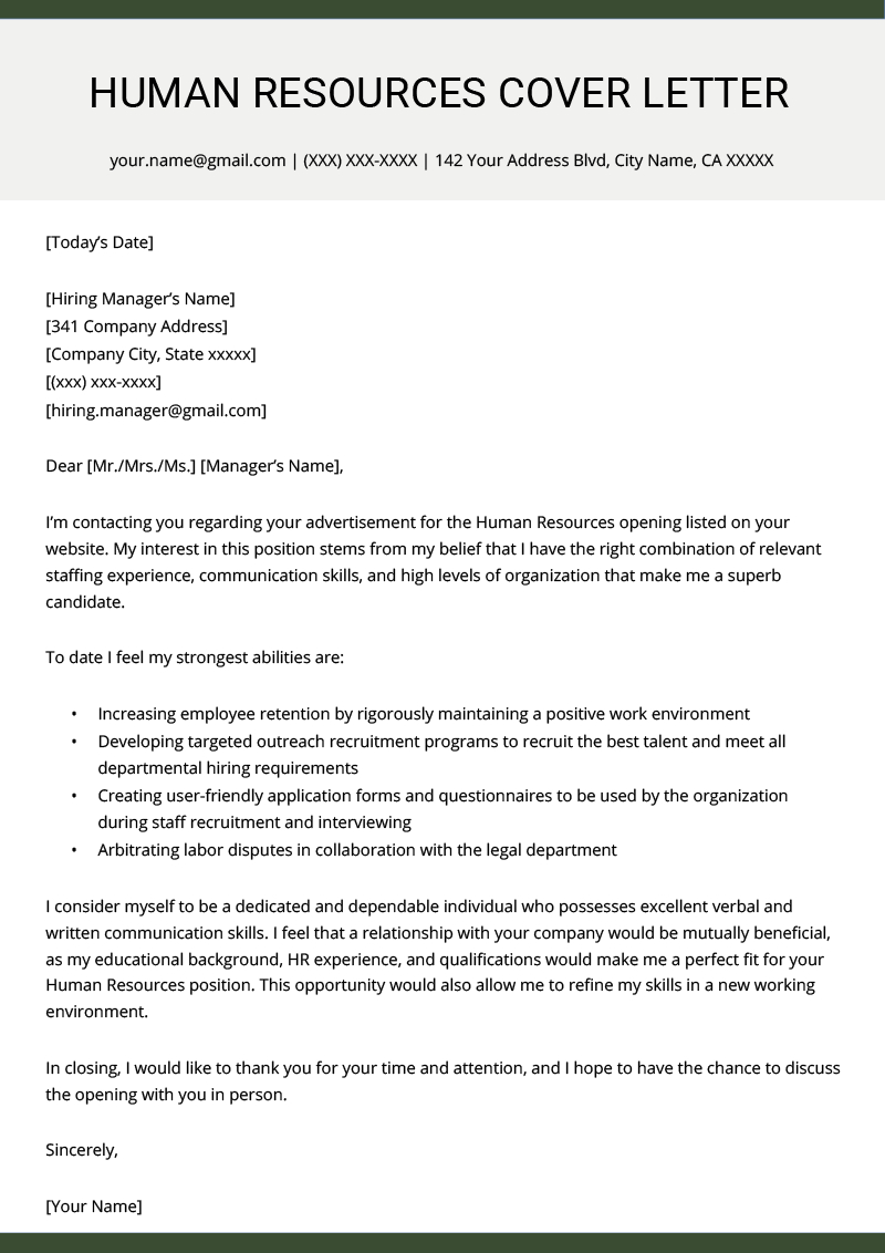 Human Resources Hr Cover Letter Example Resume Genius in dimensions 800 X 1132