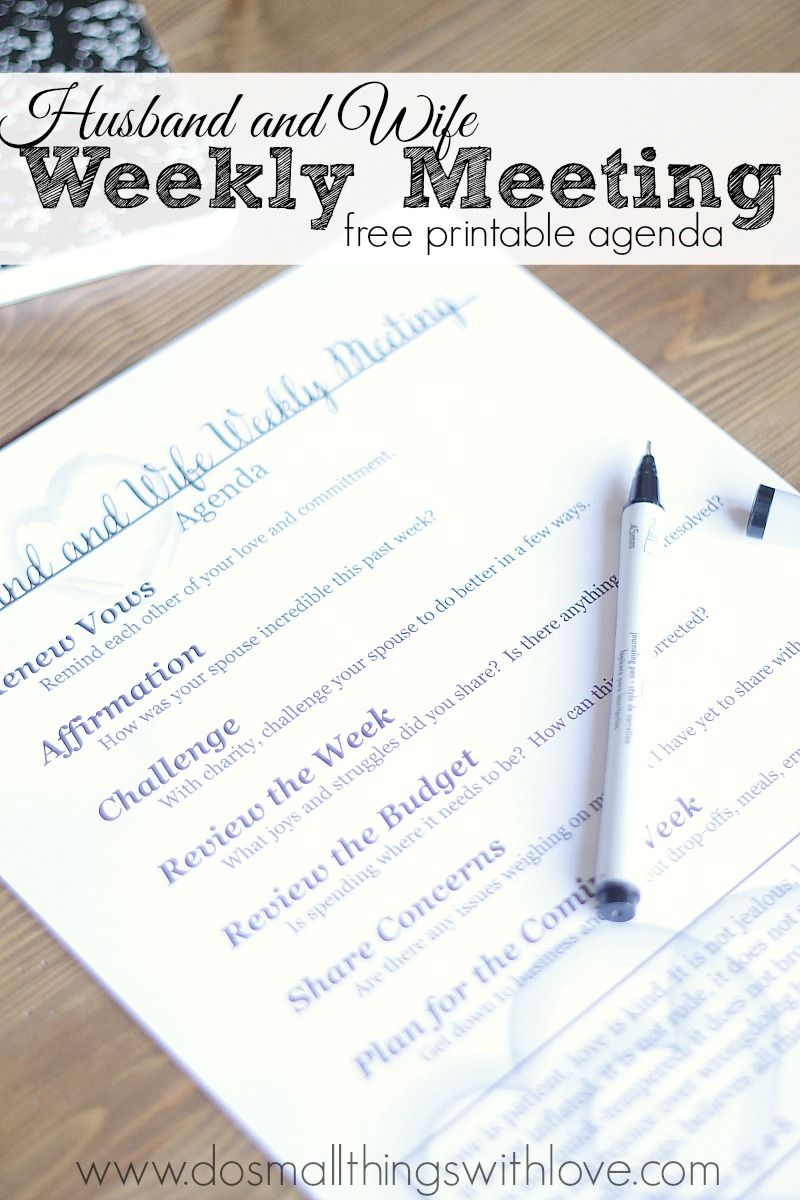 Husband And Wife Meeting Printable Agenda Happy Marriage in sizing 800 X 1200