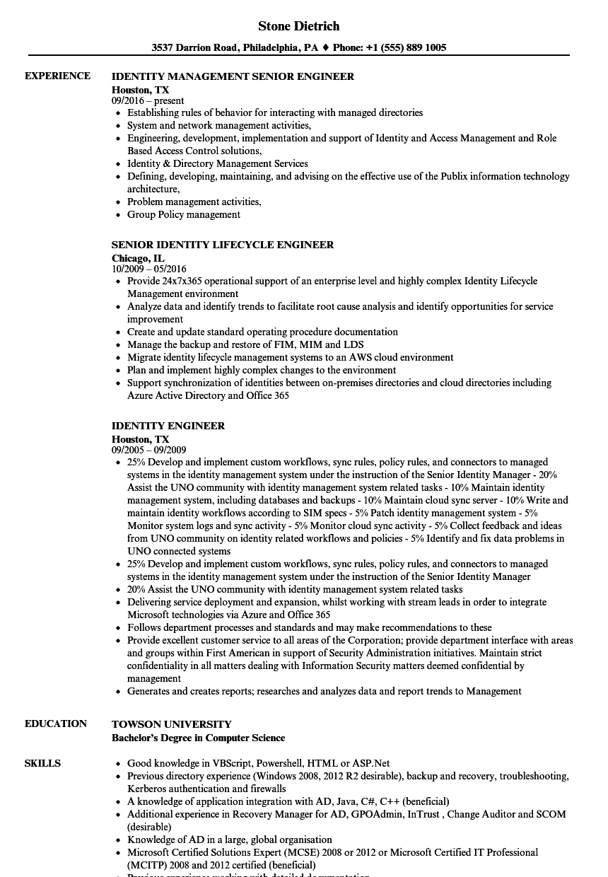 Identity Engineer Resume Samples Velvet Jobs in sizing 860 X 1240