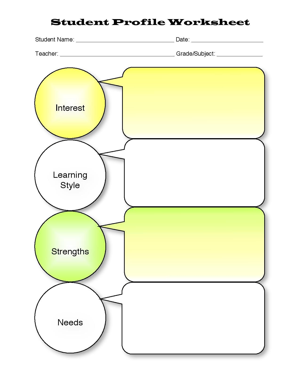 Iep Profile Worksheet Good Starting Point Make It Student pertaining to proportions 1275 X 1650