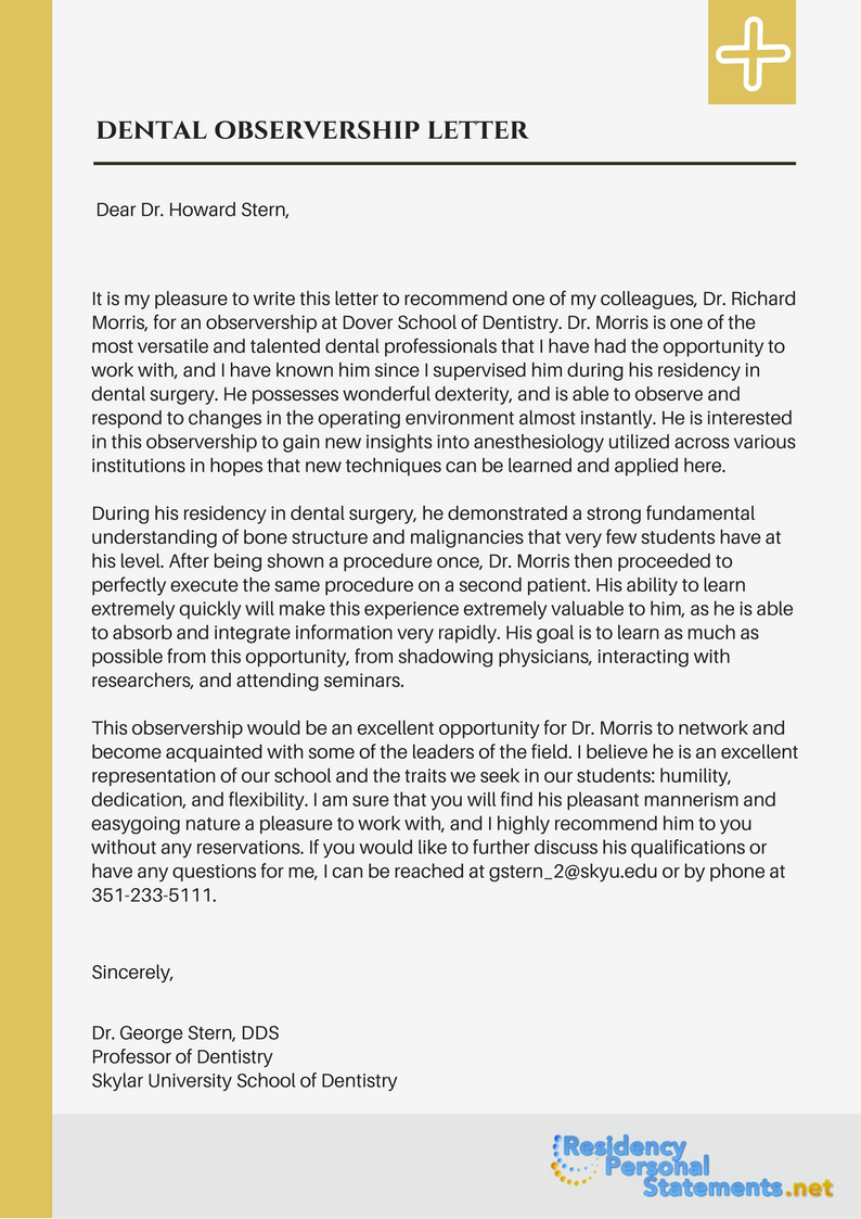 If You Need Help Writing This Dental Observership Letter inside proportions 794 X 1123