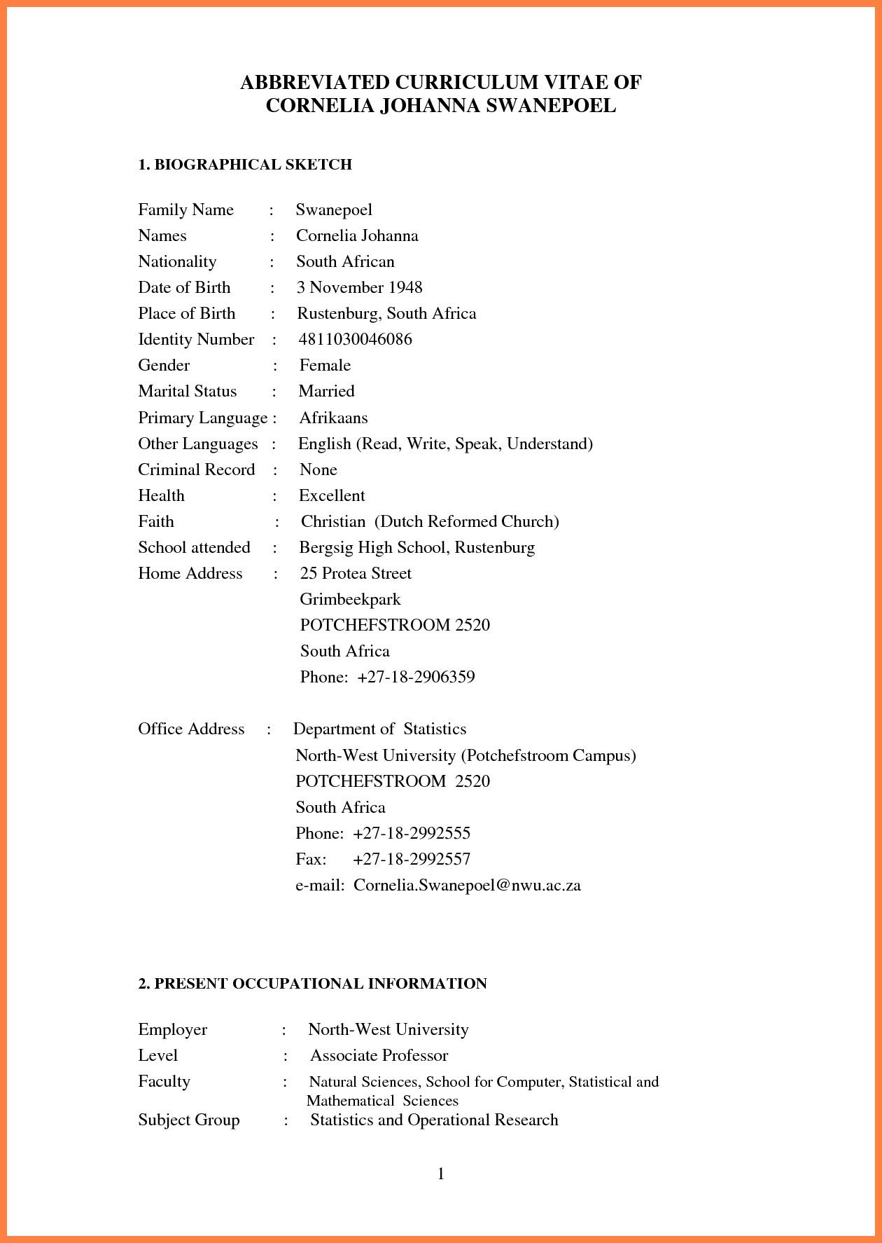 Image Result For Cv Format South Africa Cv Format with dimensions 1260 X 1774