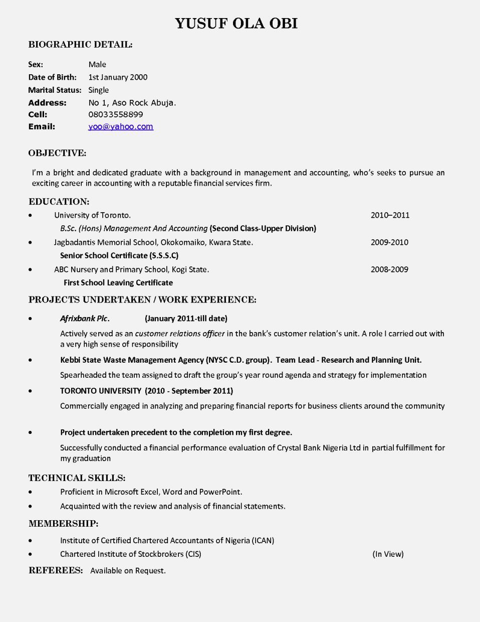 Image Result For Sample Of Curriculum Vitae In Nigeria with size 958 X 1240