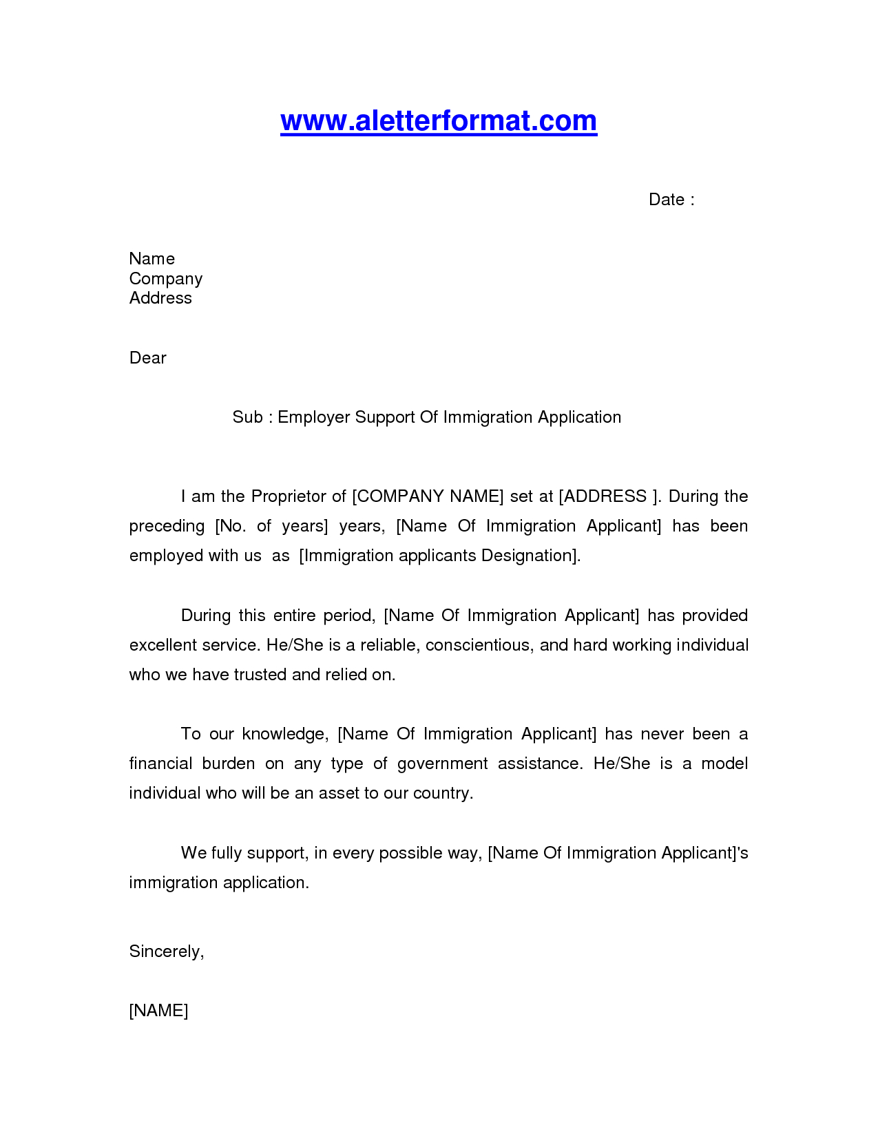 Immigration Letter Sample Google Search Reference Letter intended for measurements 1275 X 1650