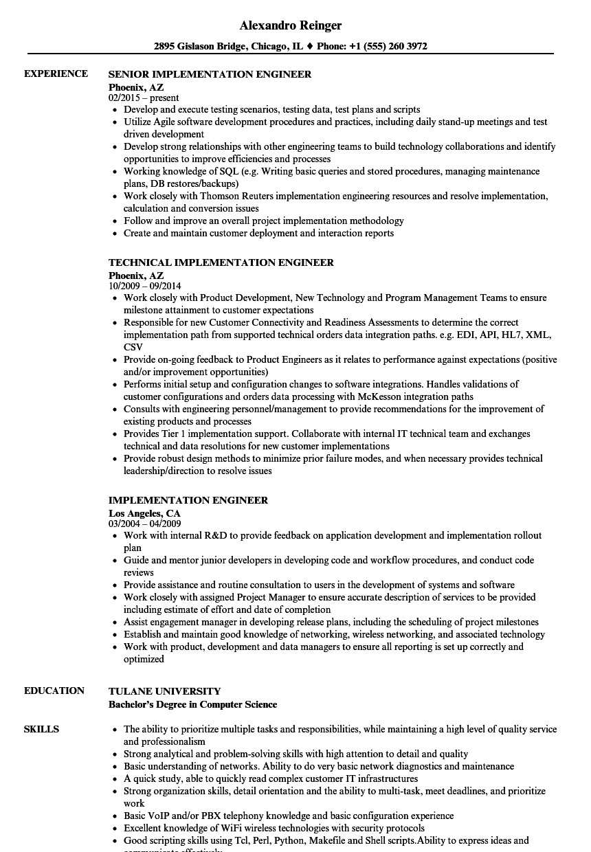 Implementation Engineer Resume Samples Velvet Jobs inside dimensions 860 X 1240