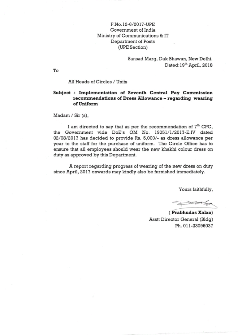 Implementation Of 7th Cpc Recommendation Of Dressing within measurements 769 X 1080