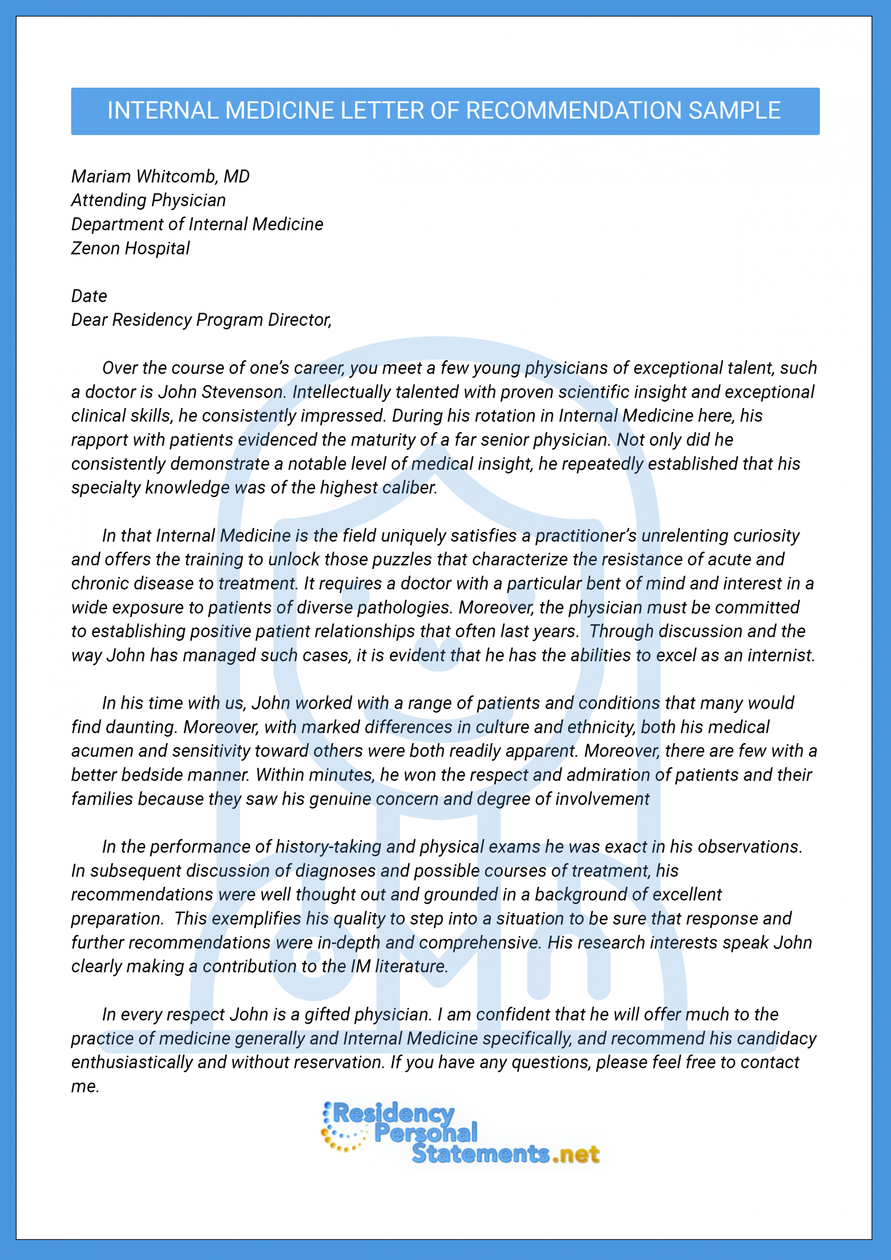 Impressive Internal Medicine Letter Of Recommendation Sample pertaining to size 2480 X 3508